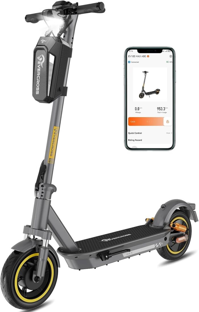 EVERCROSS EV10S MAX Elektroroller mit Straßenzulassung (ABE), Faltbarer E Scooter für Erwachsene - mit APP, 500W Motor, 80KM Reichweite, Max.20 km/h, 10" Vakuumreifen mit Gelschicht