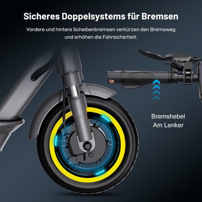EVERCROSS EV10S MAX Elektroroller mit Straßenzulassung (ABE), Faltbarer E Scooter für Erwachsene - mit APP, 500W Motor, 80KM Reichweite, Max.20 km/h, 10" Vakuumreifen mit Gelschicht