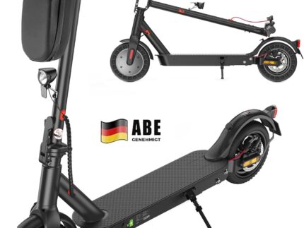E Scooter mit Straßenzulassung, ABE Elektroroller Belastung bis 120kg, 30 km Reichweite, LED, 20km/h, 350W Motor, 8,5 Zoll Wabenreifen,Duales Bremssystem E Roller für Erwachsene