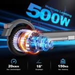 EVERCROSS EV10S MAX Elektroroller mit Straßenzulassung (ABE), Faltbarer E Scooter für Erwachsene - mit APP, 500W Motor, 80KM Reichweite, Max.20 km/h, 10" Vakuumreifen mit Gelschicht
