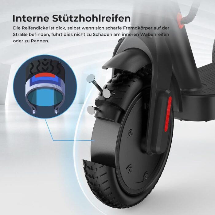 E Scooter mit Straßenzulassung, ABE Elektroroller Belastung bis 120kg, 30 km Reichweite, LED, 20km/h, 350W Motor, 8,5 Zoll Wabenreifen,Duales Bremssystem E Roller für Erwachsene