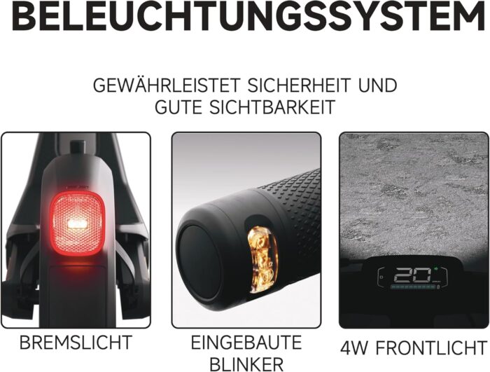 Segway-Ninebot E3 Pro D, E-Scooter Deutscher Straßenzulassung, 55 km Eco Modus Reichweite, 47km Sport Modus Reichweite, Federung vorne & hinten, 800 W Motor, faltbar, 17,9 kg, 10-Zoll Reifen, IPX5