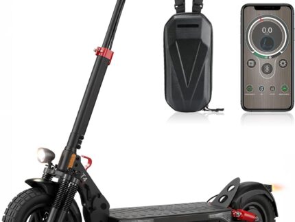 E Scooter mit Straßenzulassung mit Max 70/30KM Reichweite,10/8.5 Zoll Elektroroller mit Komfortable Stoßdämpfer,Faltbarer E Roller Belastung Doppelbremse LED-Licht,APP-Verbindung