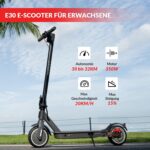 E Scooter mit Straßenzulassung, INVANTI E30 Elektroroller 32KM Reichweite, E Roller für Erwachsene mit Hinteren Stoßdämpfern, E Roller 120kg Tragkraft, Faltbarer Elektroscooter mit App und Blinker
