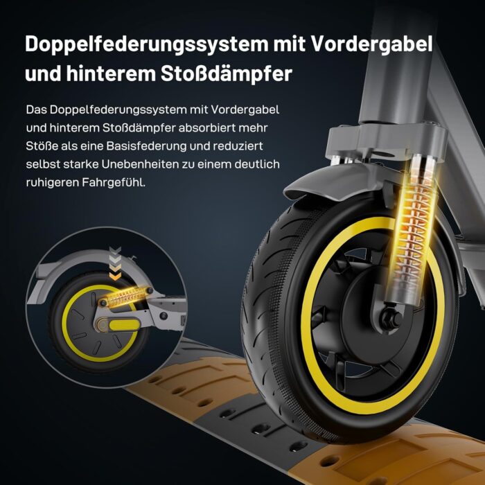 EVERCROSS EV10S MAX Elektroroller mit Straßenzulassung (ABE), Faltbarer E Scooter für Erwachsene - mit APP, 500W Motor, 80KM Reichweite, Max.20 km/h, 10" Vakuumreifen mit Gelschicht