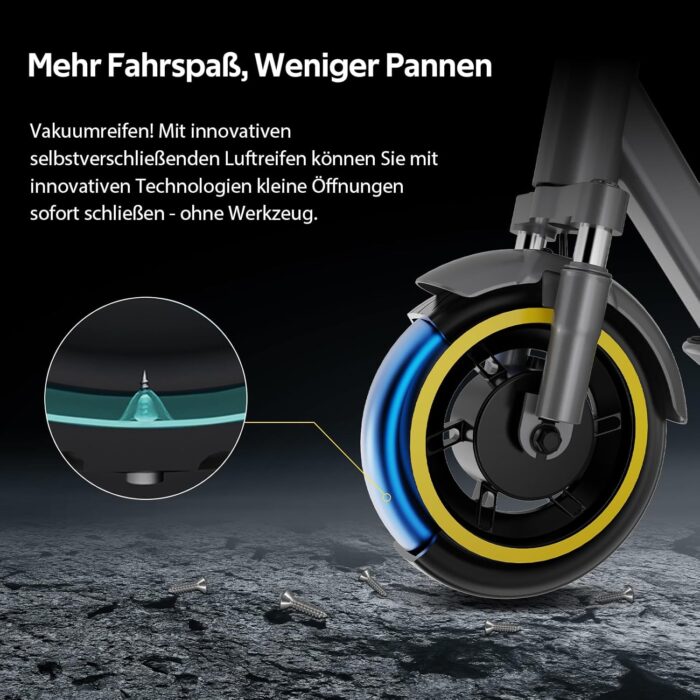 EVERCROSS EV10S MAX Elektroroller mit Straßenzulassung (ABE), Faltbarer E Scooter für Erwachsene - mit APP, 500W Motor, 80KM Reichweite, Max.20 km/h, 10" Vakuumreifen mit Gelschicht