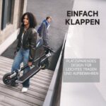 Segway-Ninebot E3 Pro D, E-Scooter Deutscher Straßenzulassung, 55 km Eco Modus Reichweite, 47km Sport Modus Reichweite, Federung vorne & hinten, 800 W Motor, faltbar, 17,9 kg, 10-Zoll Reifen, IPX5