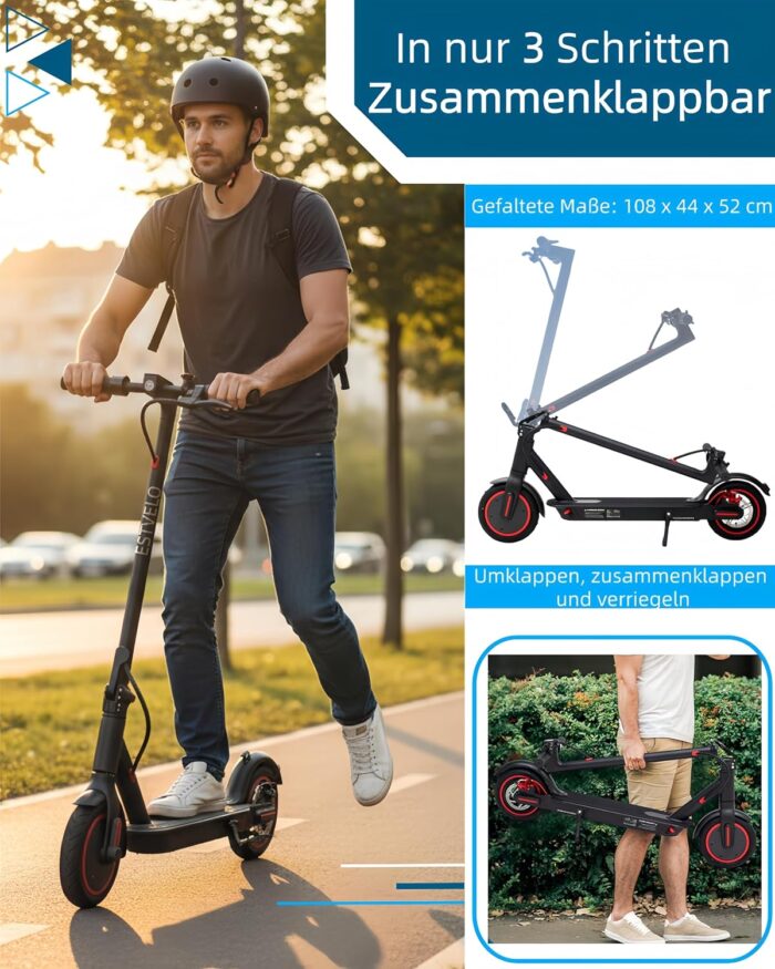 E-Scooter mit Luftreifen, S3 PRO Elektroroller 20km/h - 15% Steigung, 30km Reichweite, 120kg Belastung, Duales Bremssystem, Display, App, E Roller für Erwachsene