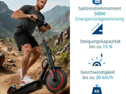E-Scooter mit Luftreifen, S3 PRO Elektroroller 20km/h - 15% Steigung, 30km Reichweite, 120kg Belastung, Duales Bremssystem, Display, App, E Roller für Erwachsene